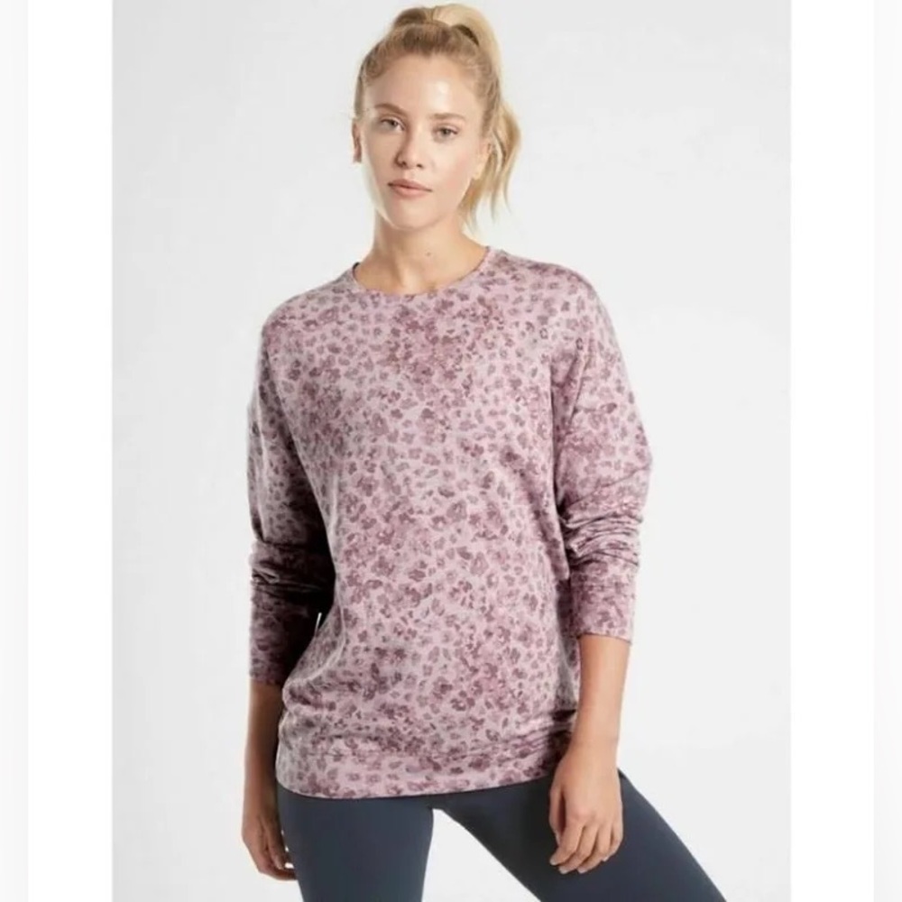 Athletes Studio to Street Mauve Purple Printed Crewneck Pullover Sweatshirt S